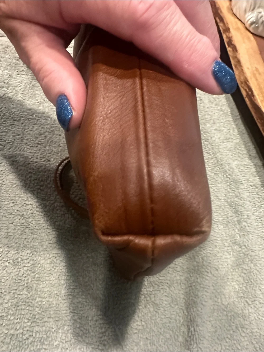 HOBO Tan Leather Wristlet with Floral Lining